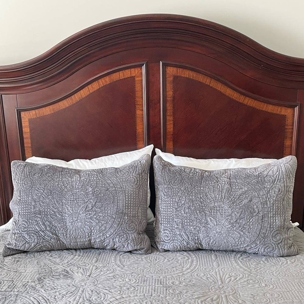 ‼️SALE‼️ Pottery Barn Gray Velvet Medallion Standard Pillow Shams, Set of 2